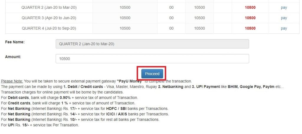 Fee Payment through UPI - Google Pay app